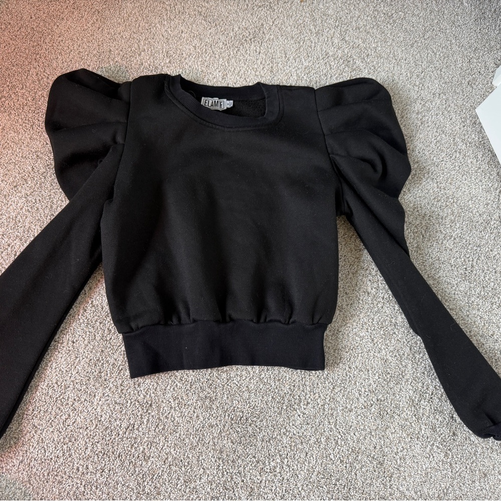 Black Puff Sleeve Sweatshirt
